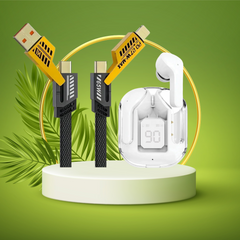 Aertek Ultrapods TWS White + 4 in 1, 65W Fast Charging Data Cable Combo