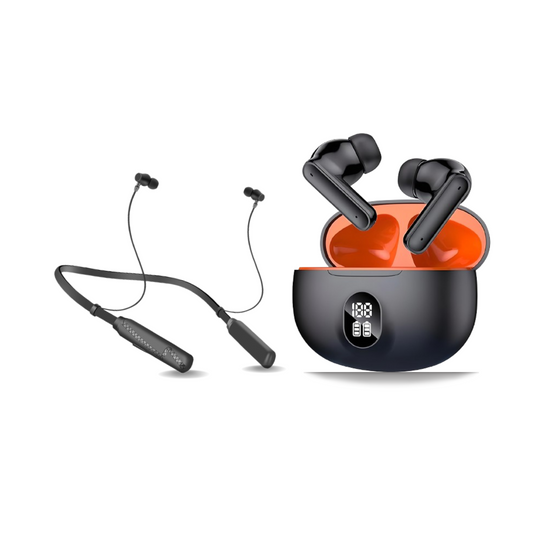 Aertek Falcon Neckband Black + YoYo Pods Earbuds Black (Combo) & Get a Free 4 in 1, 65W Fast Charging Data Cable (Worth Rs. 1499/-)