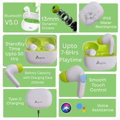 Aertek FIRE Wireless Earbuds - White