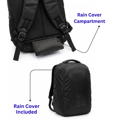 Aertek Shadow Laptop, Office & Travel Backpack with Rain Cover Included- Black