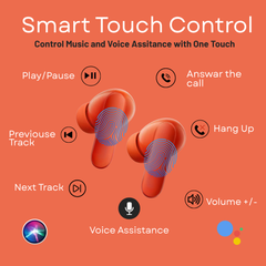 Aertek VelonPro 40H Playtime with ANC TWS Earbuds Orange