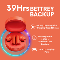 Aertek VelonPro 40H Playtime with ANC TWS Earbuds Orange