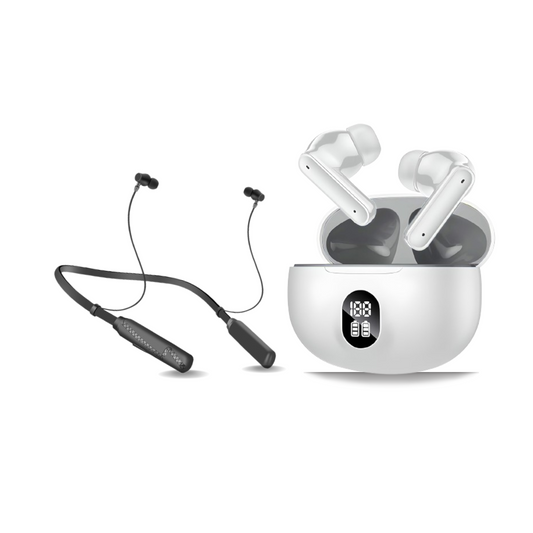 Aertek Falcon Neckband Black + YoYo Pods Earbuds White (Combo) & Get a Free 4 in 1, 65W Fast Charging Data Cable (Worth Rs. 1499/-) Aertek Smart