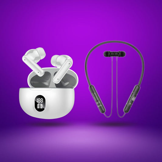 Aertek YoYo Pods TWS Earbuds White + Nitro Neckband Black (Combo)